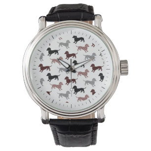 Damask Dachshunds Holiday Pattern Watch