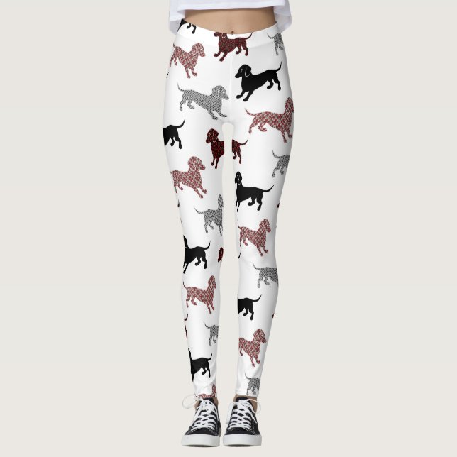 Damask Dachshunds Leggings (Front)