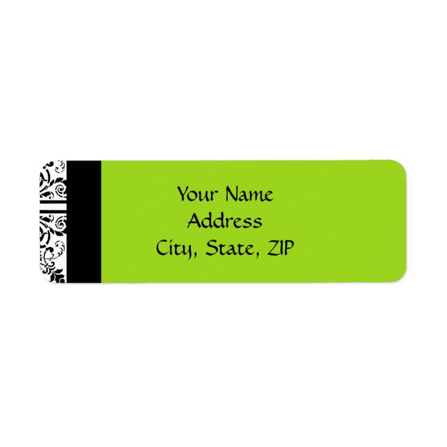 Damask Delight in Lime Green and Black (Front)