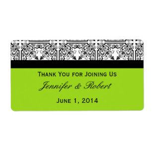 Damask Delight in Lime Green Water Bottle Label