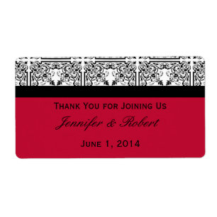 Damask Delight in Scarlet Red Water Bottle Label