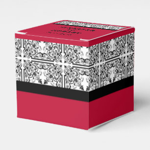 Damask Delight in Scarlet Red Wedding Favour Box