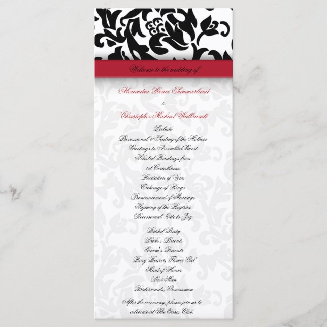Damask Delight Wedding Program (Front)