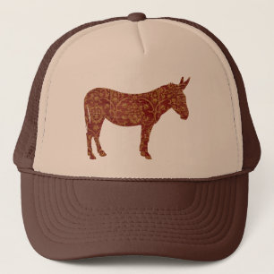 Damask Donkey Silhouette Lid Trucker Hat