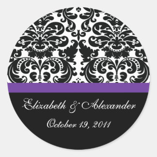 Damask Eggplant Purple Bridal Shower Sticker