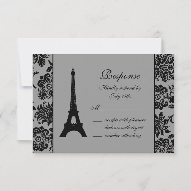 Damask Eiffel Tower RSVP (Front)