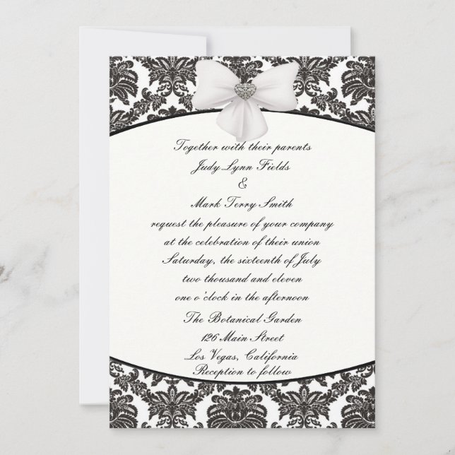 Damask Elegance Faire-part de mariage (Devant)