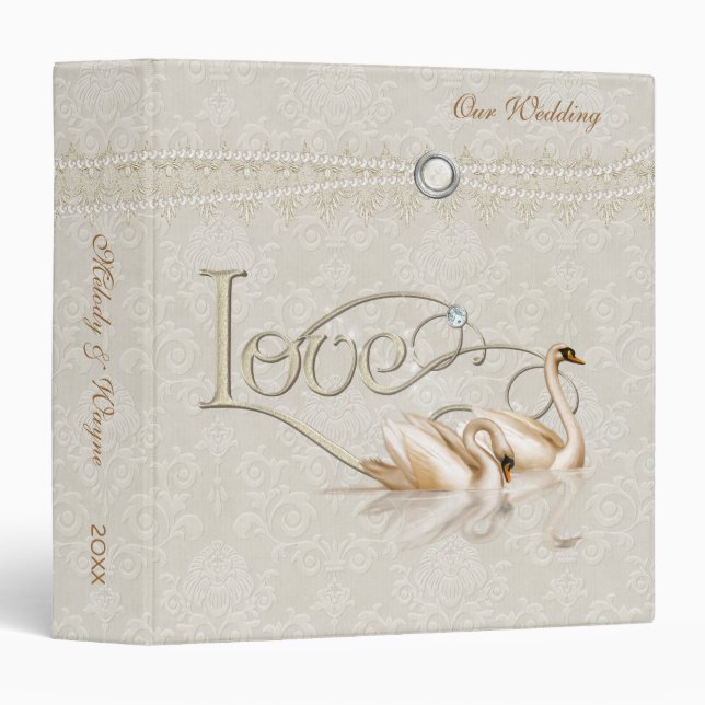 Damask Elegance Ivory Binder (Front/Spine)