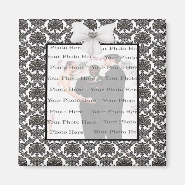 Damask Elegance Mariage Magnet Carré (Devant)