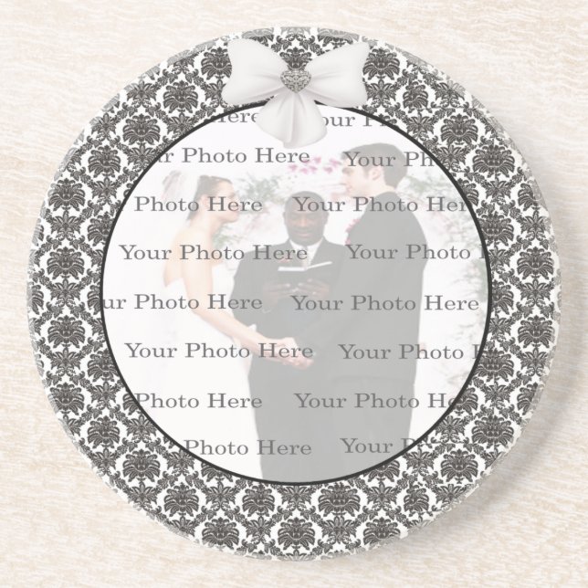 Damask Elegance Wedding Coaster (Front)