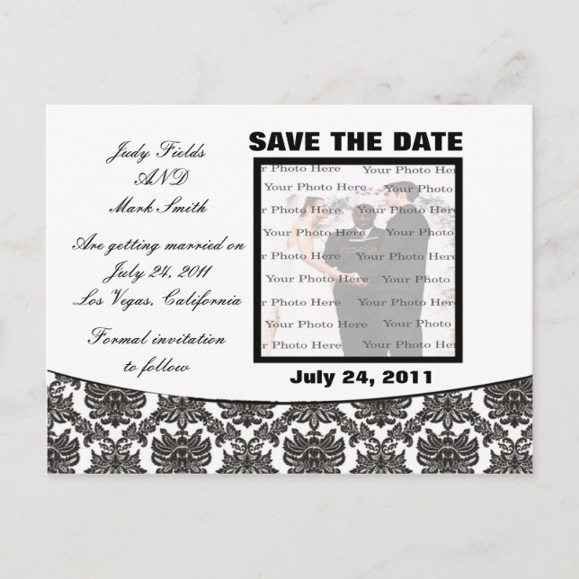Damask Elegance Wedding Enregistrer La Date Carte  (Devant)