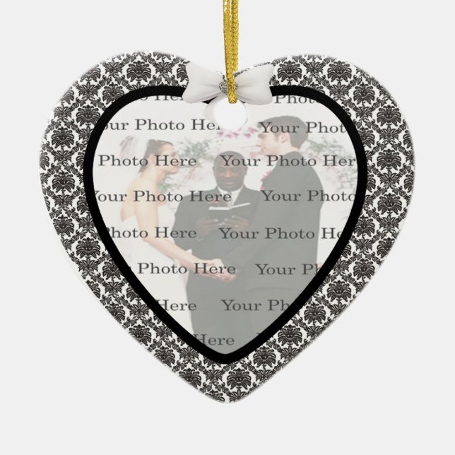 Damask Elegance Wedding Heart Ornament (Front)