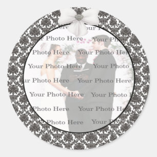 Damask Elegance Wedding Round Stickers