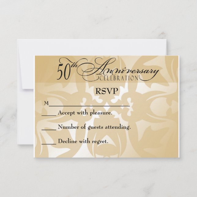 Damask Elegant 50e Anniversaire carte RSVP (Devant)