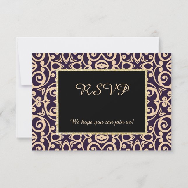 Damask Elegant  all event rsvp response (Front)