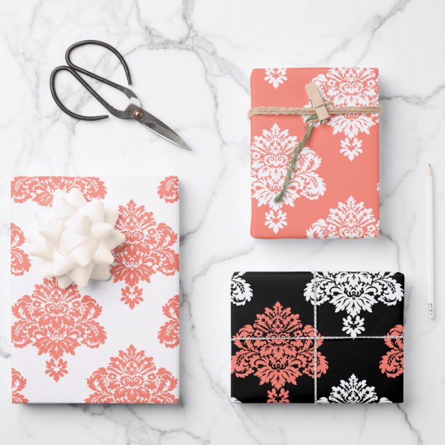 Damask Elegant Pattern Wrapping Paper Sheet (Front)