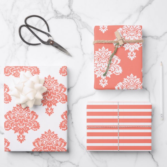 Damask Elegant Pattern Wrapping Paper Sheet (Front)