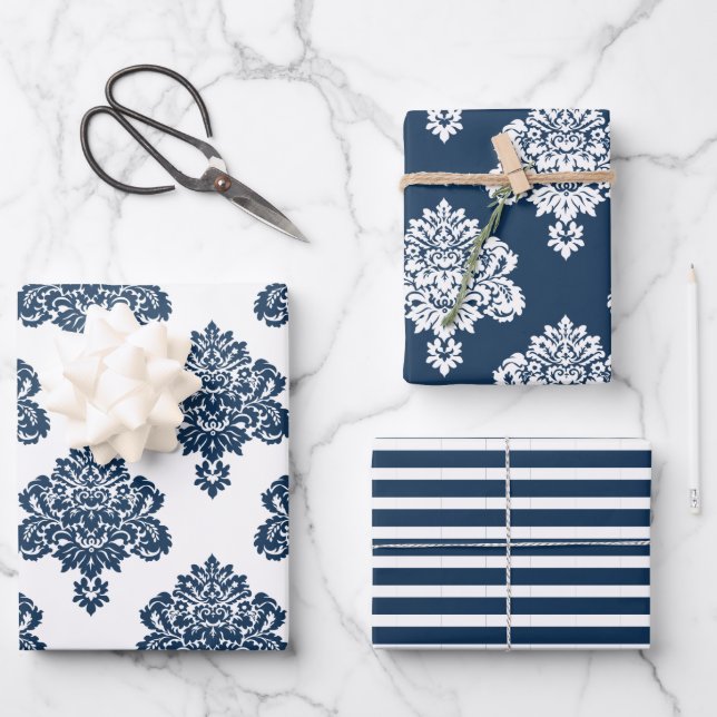 Damask Elegant Pattern Wrapping Paper Sheets (Front)