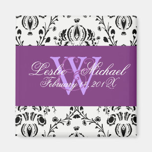 Damask Enregistrer la date Mariage, Magnet