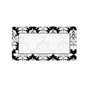 Damask Étiquettes de messagerie Noir Blanc