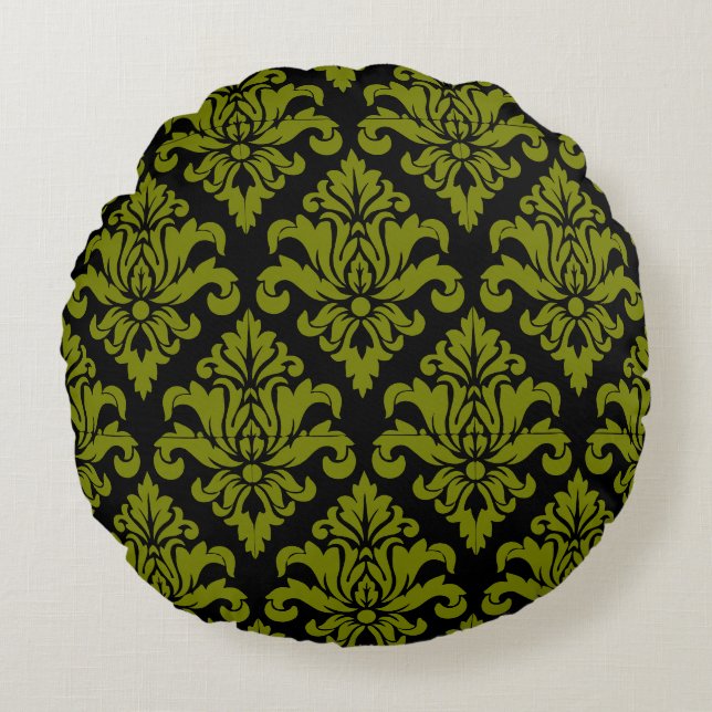 Damask Fabric decorative Print Round Pillow (Front)