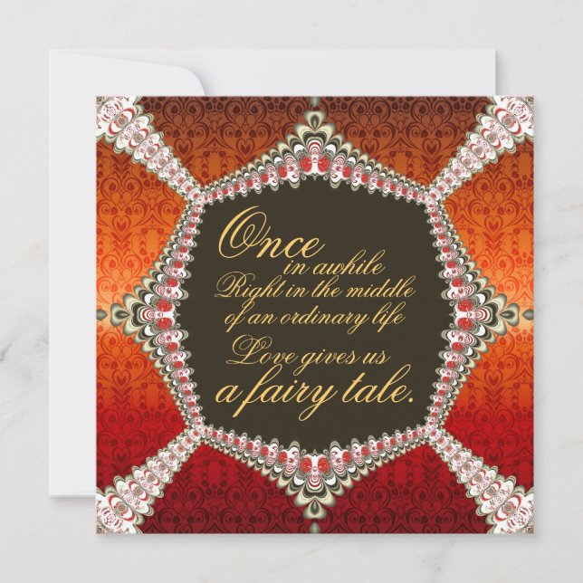 Damask Fairytale Lacy Wedding Invitation (Front)