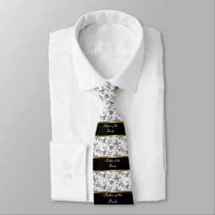 Damask, Father of the Bride, Black and Gold Tie