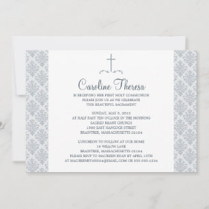 Damask First Communion Invitation