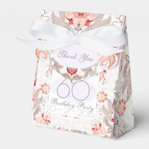 Damask Floral 60th Birthday Thank You Favour Box