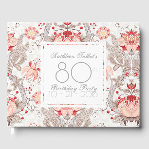 Damask Floral 80th Birthday Party Guest Book
