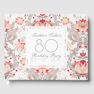 Damask Floral 80th Birthday Party Guest Book