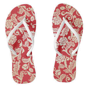 Damask floral background pattern flip flops