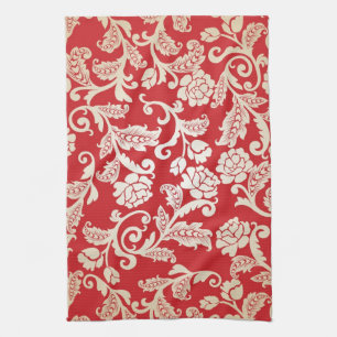 Damask floral background pattern kitchen towel