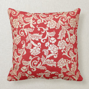 Damask floral background pattern throw pillow