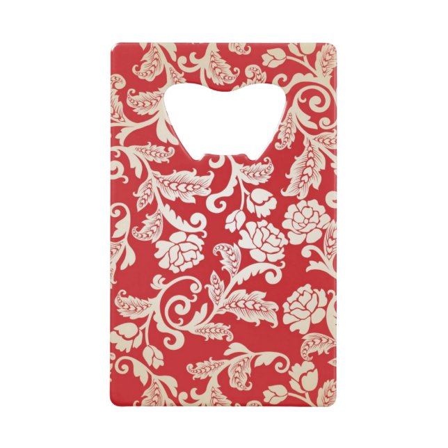 Damask floral background pattern wallet bottle opener (Front)