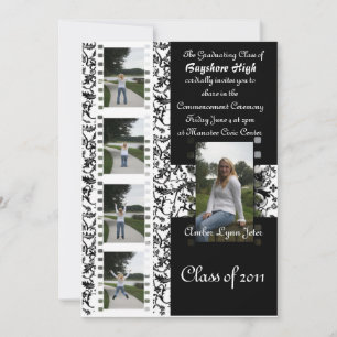 Damask floral film bande invitation - pour customi