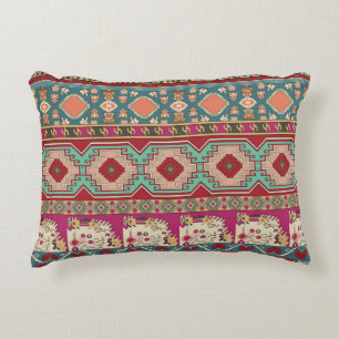 Damask Floral Geometric Colourful Patchwork Accent Pillow