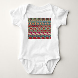 Damask Floral Geometric Colourful Patchwork Baby Bodysuit