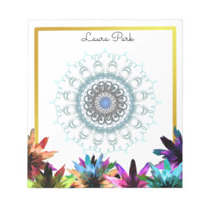 Damask Floral Gold Faux Personalized Cute Girly Notepad