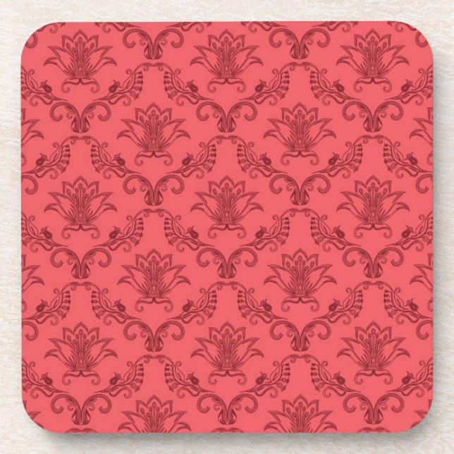 Damask floral pattern coaster (Front)