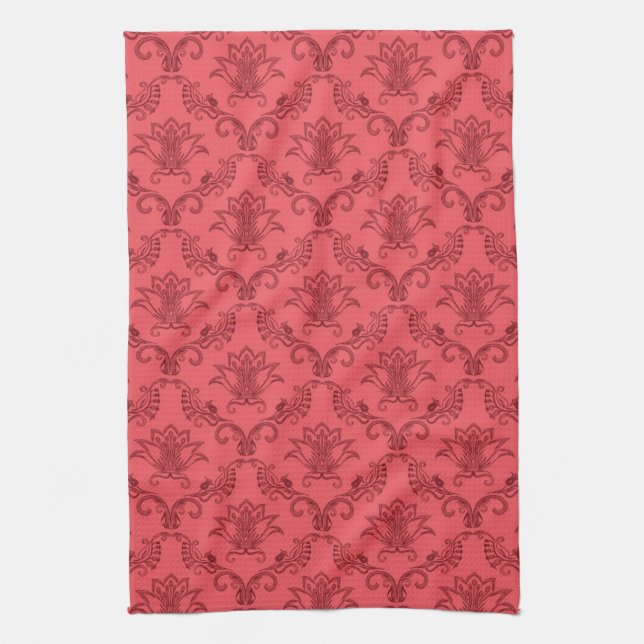 Damask floral pattern kitchen towel (Vertical)