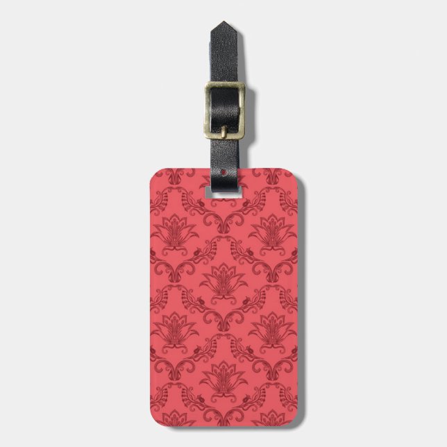 Damask floral pattern luggage tag (Front Vertical)