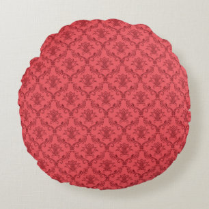 Damask floral pattern round pillow