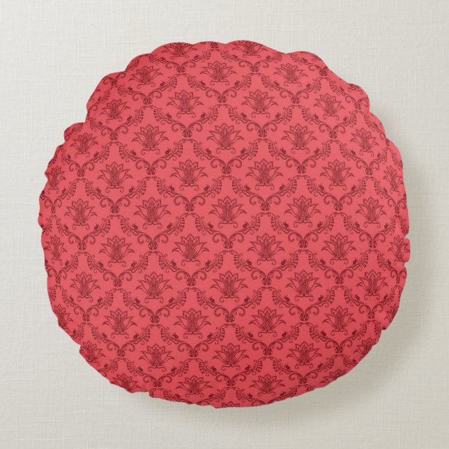 Damask floral pattern round pillow (Front)
