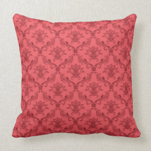Damask floral pattern throw pillow
