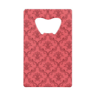 Damask floral pattern wallet bottle opener