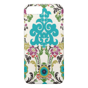 Damask Floral Patterns Plum Turquoise Case-Mate iPhone Case
