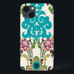 Damask Floral Patterns Plum Turquoise iPhone 13 Case<br><div class="desc">Turquoise,  plum,  green and purple floral patterns meet on a white background to bring this June Erica Vess damask print to life. Works as a gift for yourself,  a friend,  or a family member.</div>