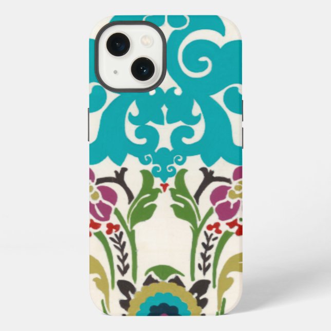 Damask Floral Patterns Plum Turquoise iPhone Case (Back)