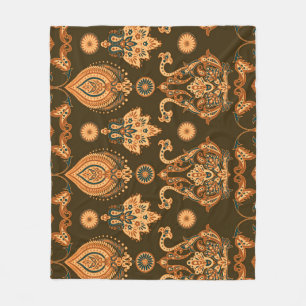 Damask Floral: Seamless Vintage Style Fleece Blanket